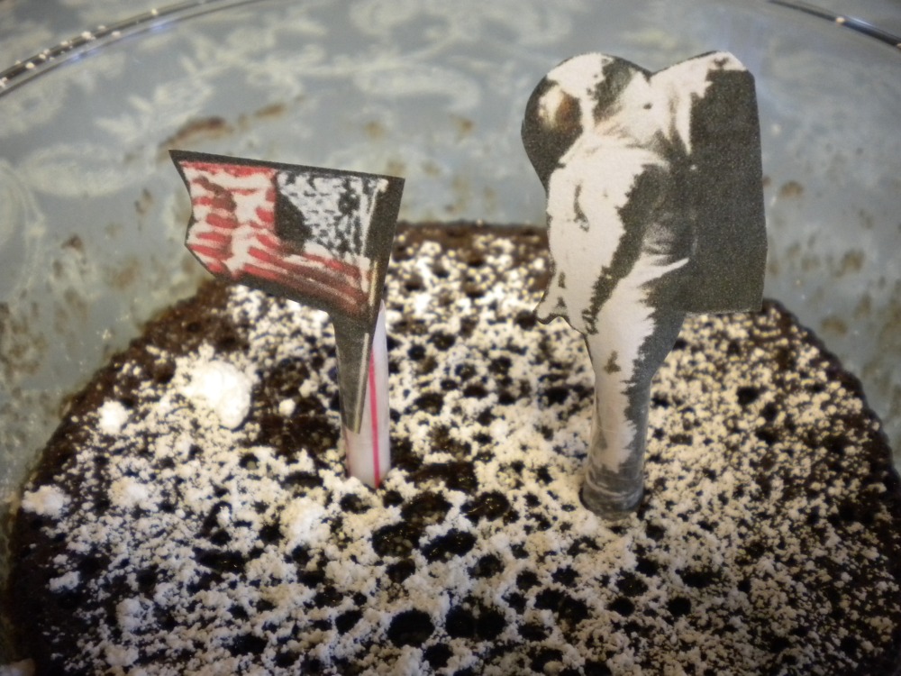 Buzz Aldrin on the moon cake.